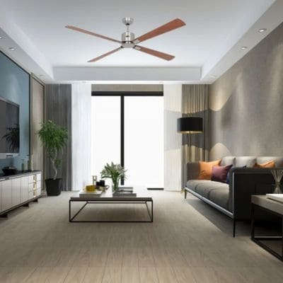 Ventilateur Casafan modèle Eco Neo 4 pales dans un salon moderne